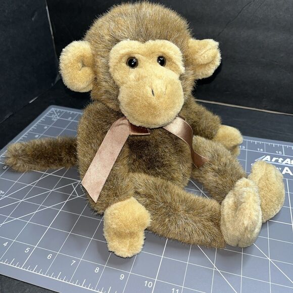 Russ Other - Russ Berrie “Jimby” Monkey Brown Monkey With Ribbon Bow VTG Stuffed Animal Toy